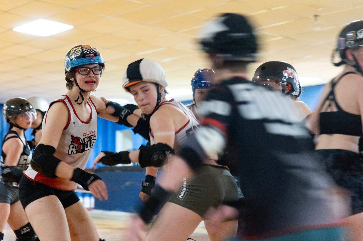 Columbia Roller Derby holds practice at Skate and Sport Station in Lexington, South Carolina on Sunday, January 19, 2025.