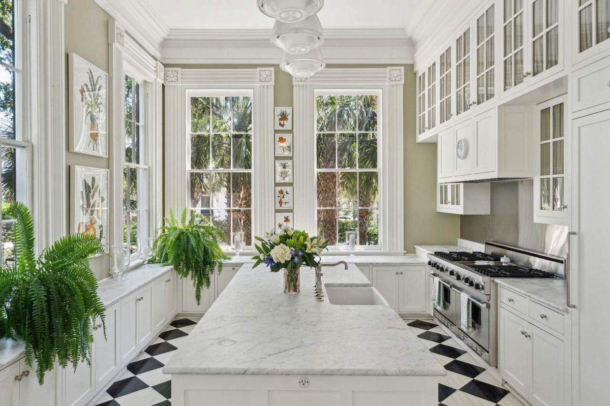 The kitchen in a $12.5 million Charleston home for sale.
