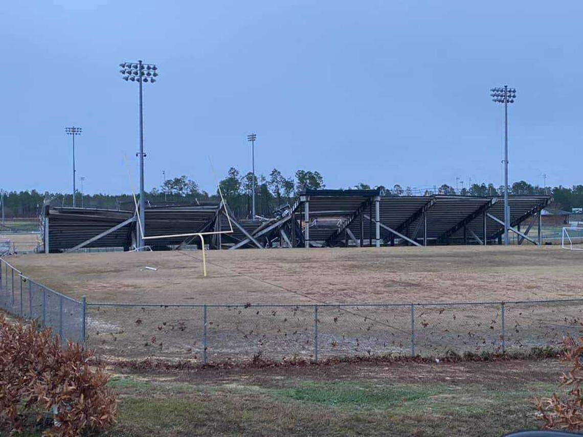 Powerful storms hit the Midlands Saturday, inflicting damage on a high school.