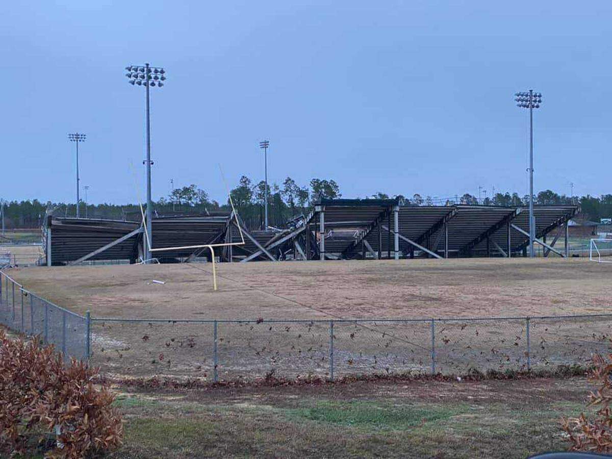 Powerful storms hit the Midlands Saturday, inflicting damage on a high school.