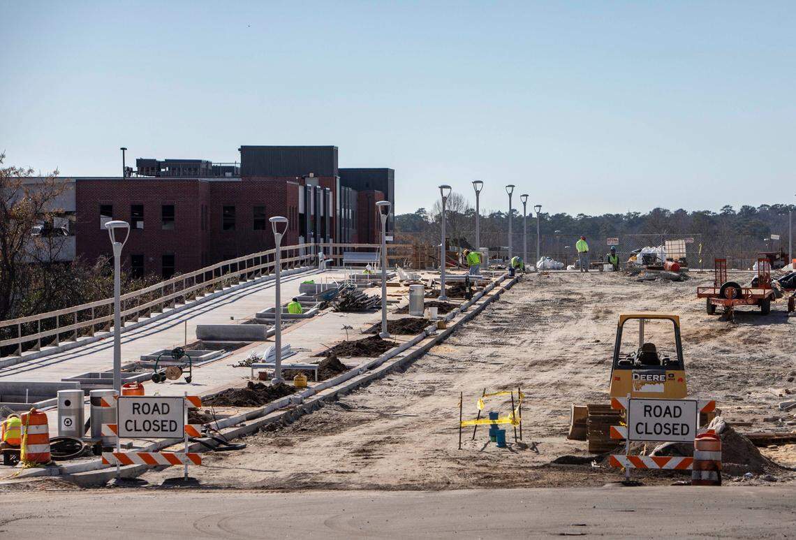 Improvements on Columbia’s Greene Street continue. The overpass connects student housing to campus near the Colonial Life Arena.
