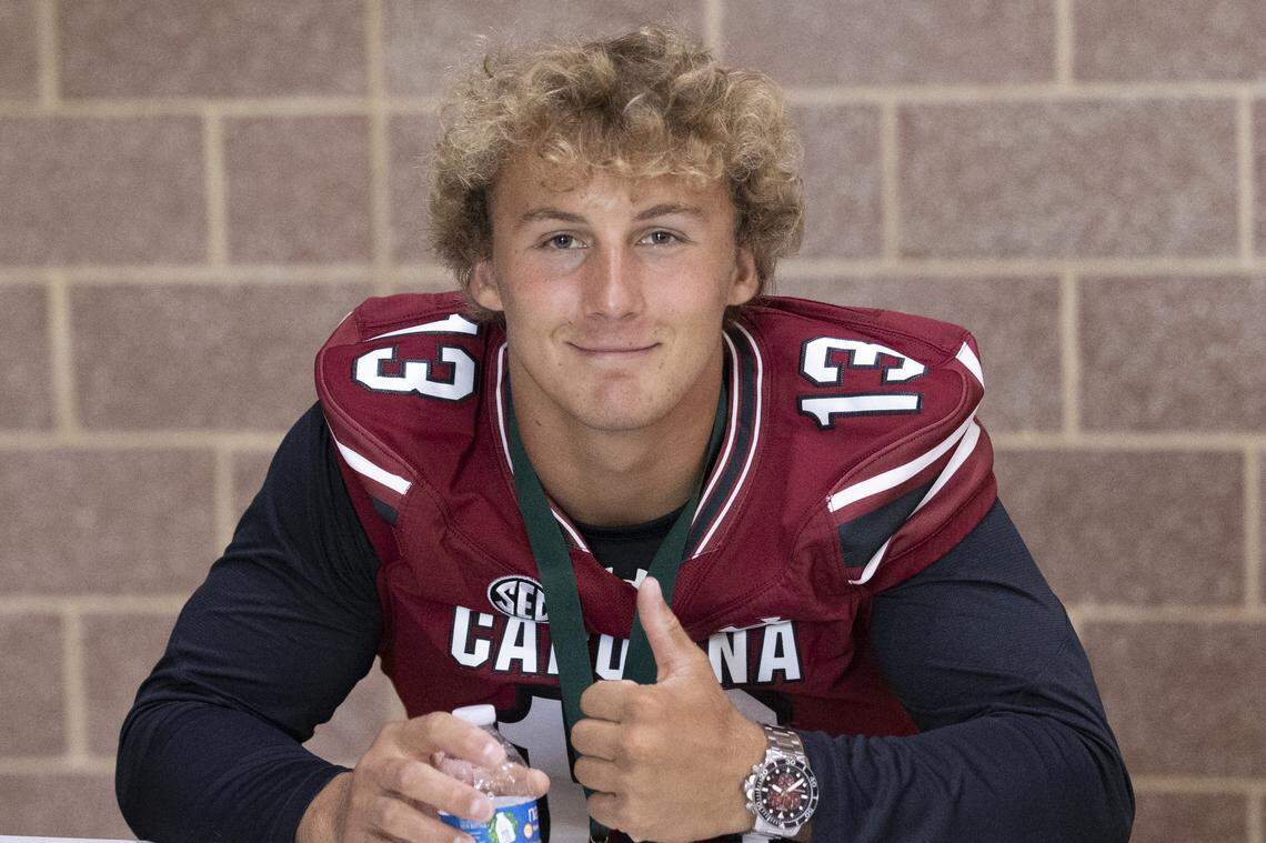 South Carolina football freshman David Bucey (13) appears at the annual Pigskin Poets event held Friday, July 12, 2024 at Drew Wellness Center in Columbia.