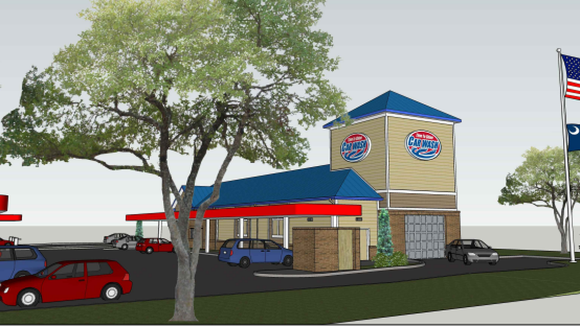 This is a rendering of a Time to Shine Car Wash that is being considered for the corner of Harbison Boulevard and Columbiana Drive.