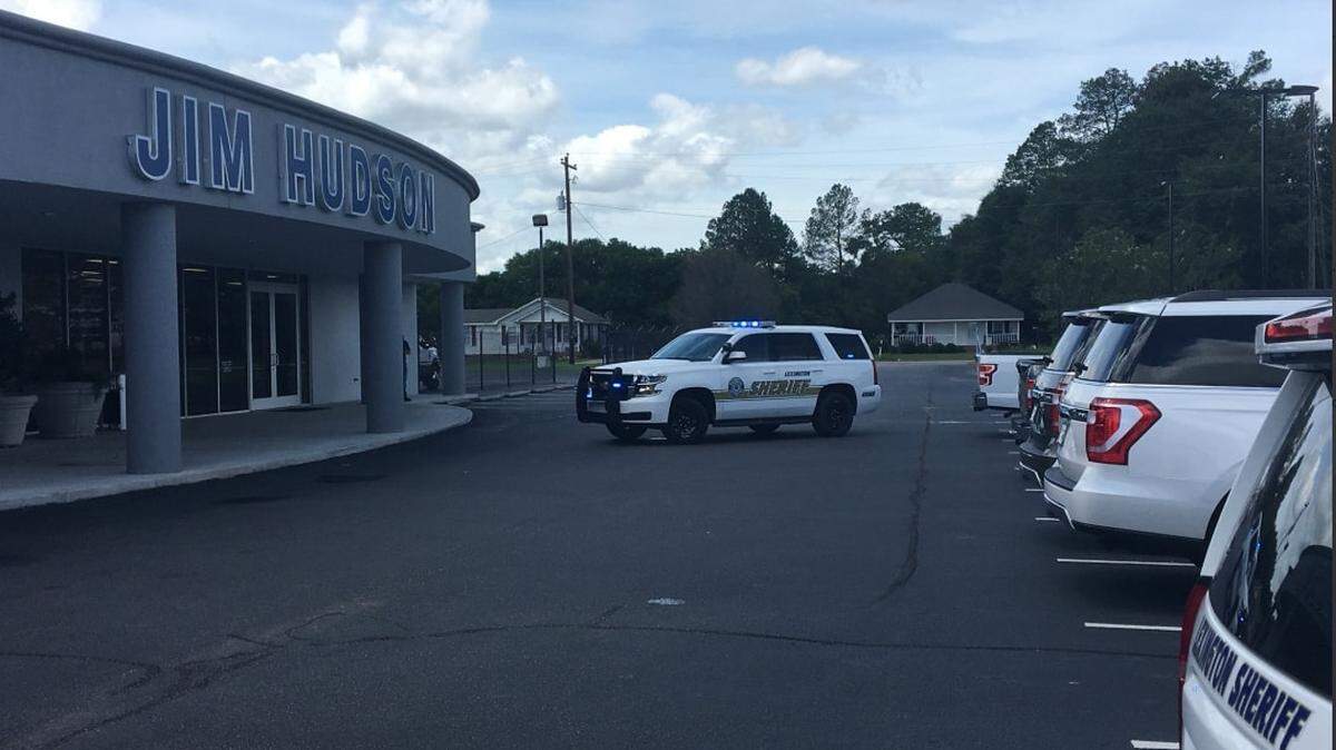 Lexington County Deputies respond to an accidental shooting at Jim Hudson Ford.