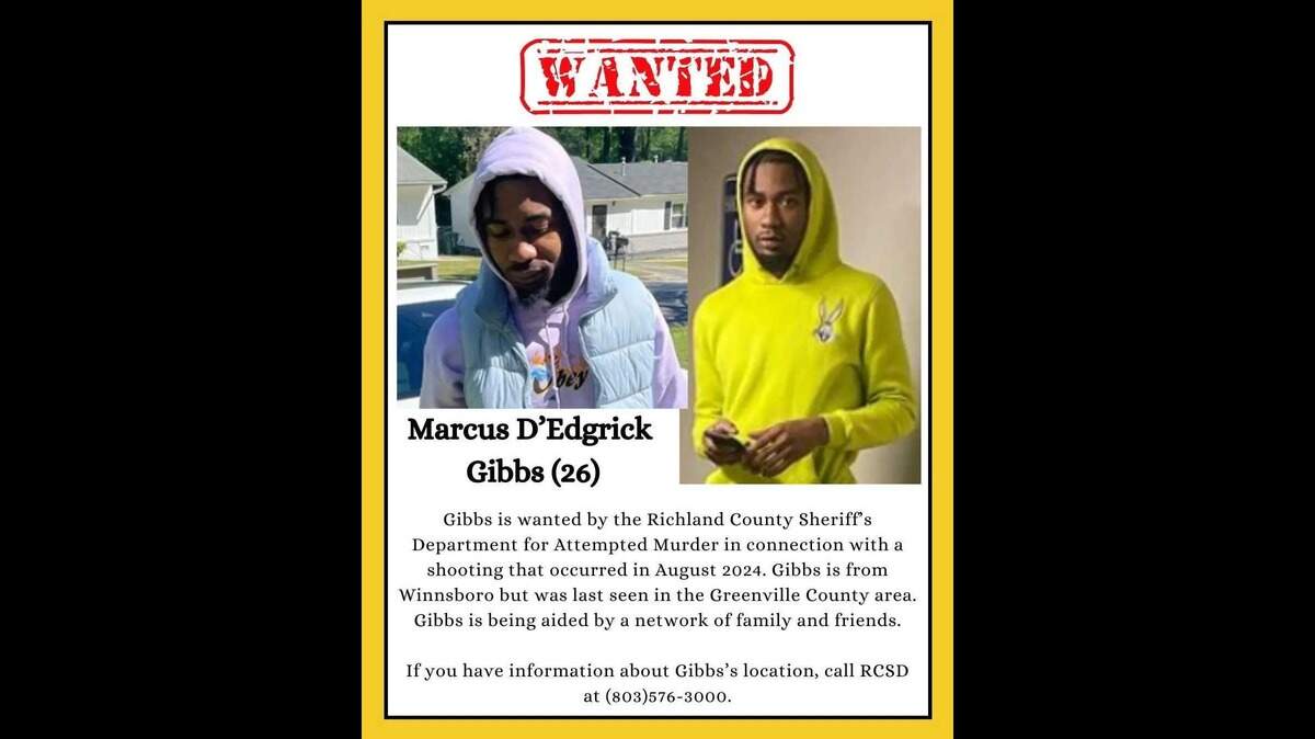 Richland County sheriff deputies are looking for Marcus D’Edgrick Gibbs for the attempted murder of his ex-girlfriend.