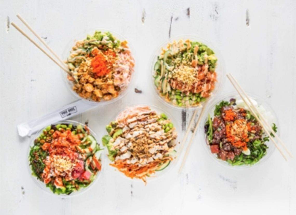 Some of the poke bowl options available at Poke Bros
