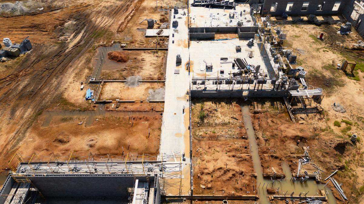 The Vince Ford Early Learning Center, a Richland 1 project whose construction was halted in January, from the air on Friday, August 16, 2024.