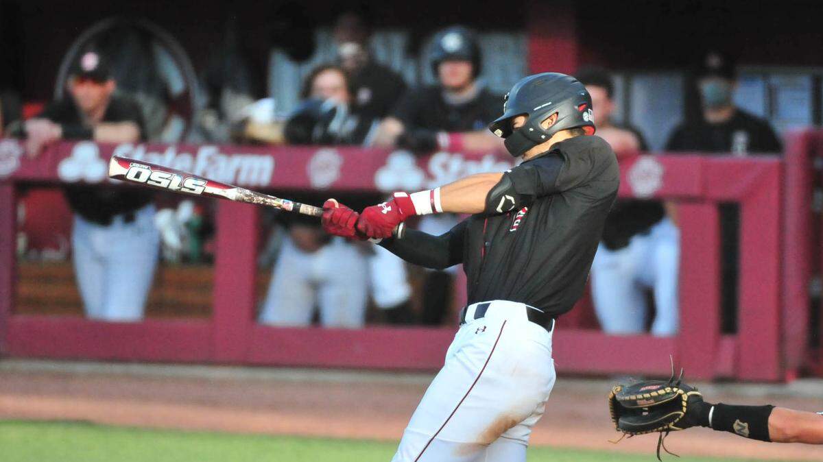 South Carolina Gamecocks shortstop George Callil (6) hit a go-ahead single in the seventh inning to help South Carolina to a win over North Florida Wednesday at Founders Park.