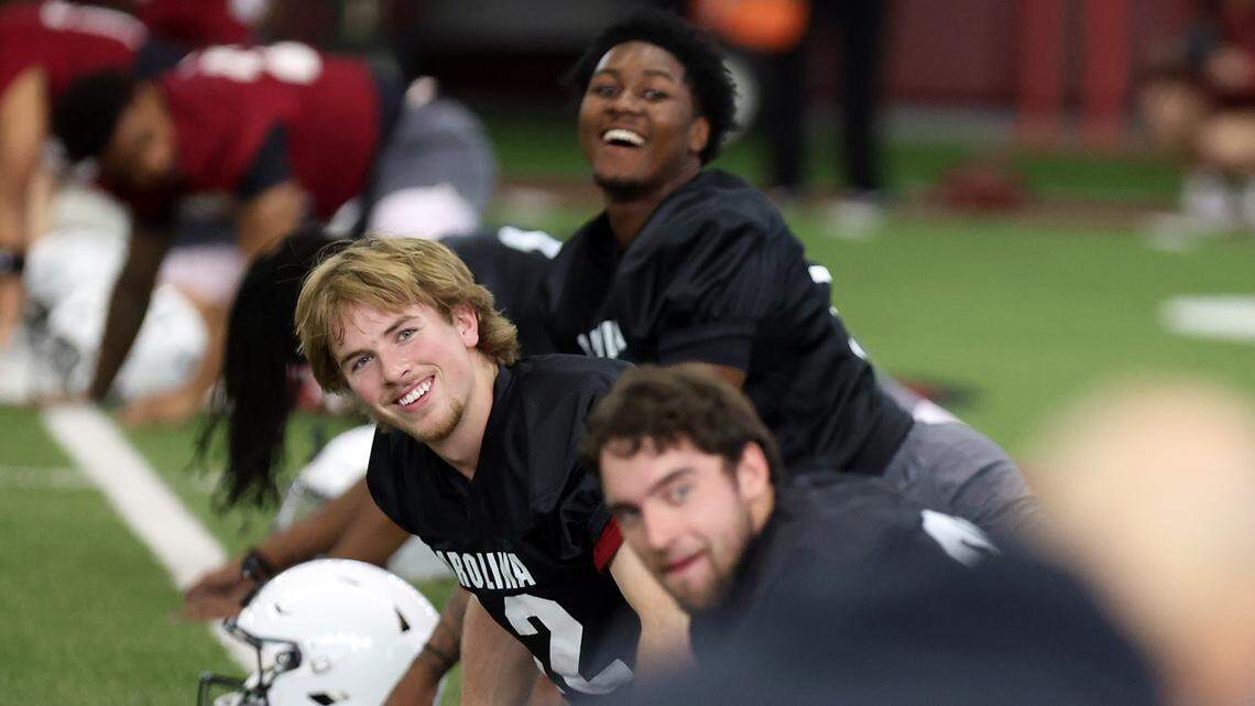 South Carolina's Cutter Woods during a 2026 spring football practice.