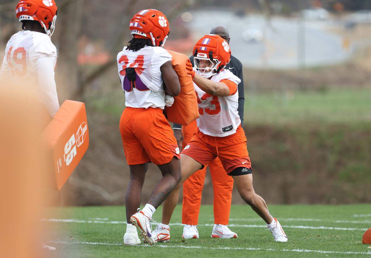 Clemson transfer defensive end C.J. Wesley, right.