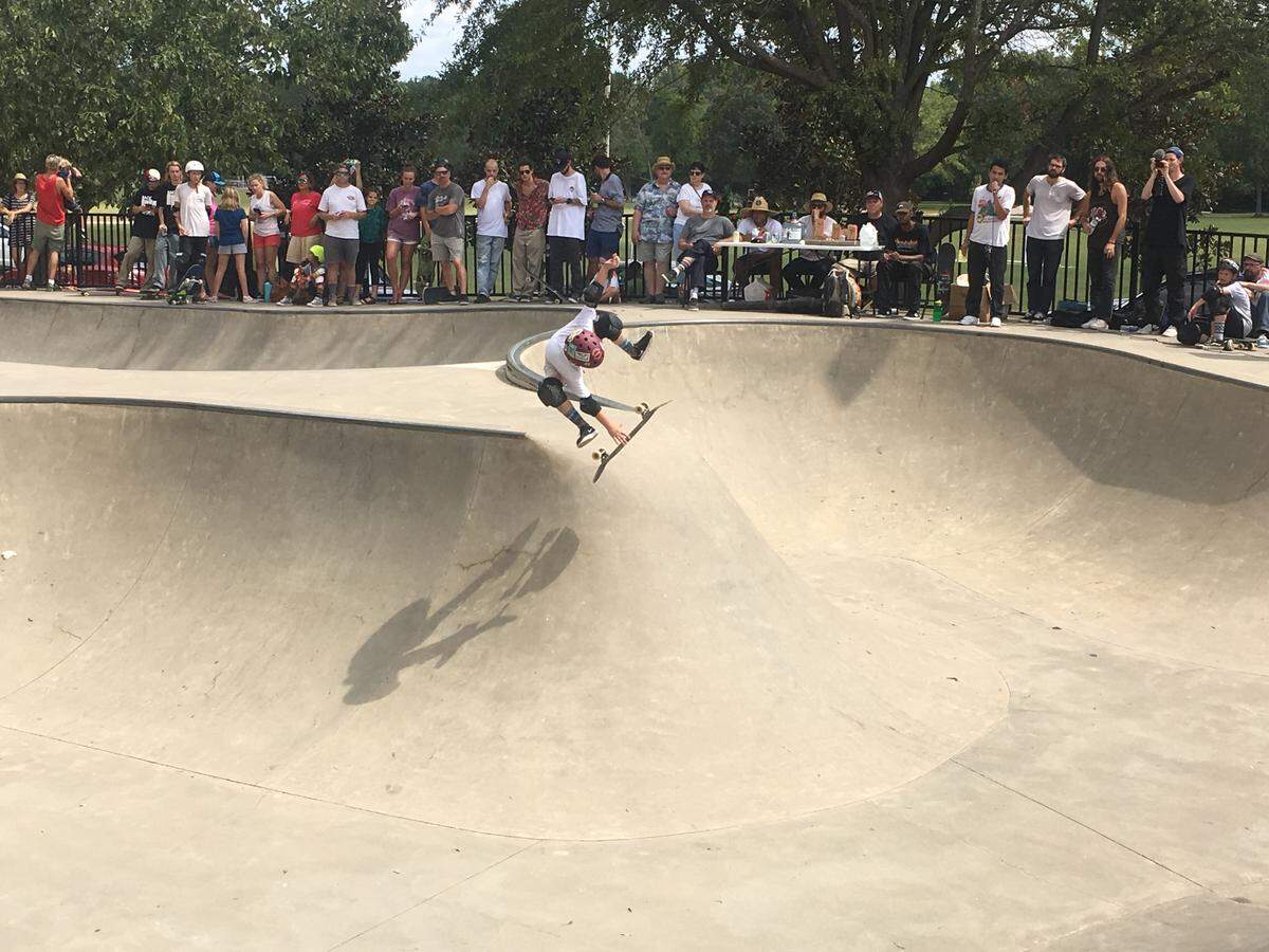Landon Zanfardino gets some air with a kickflip indy