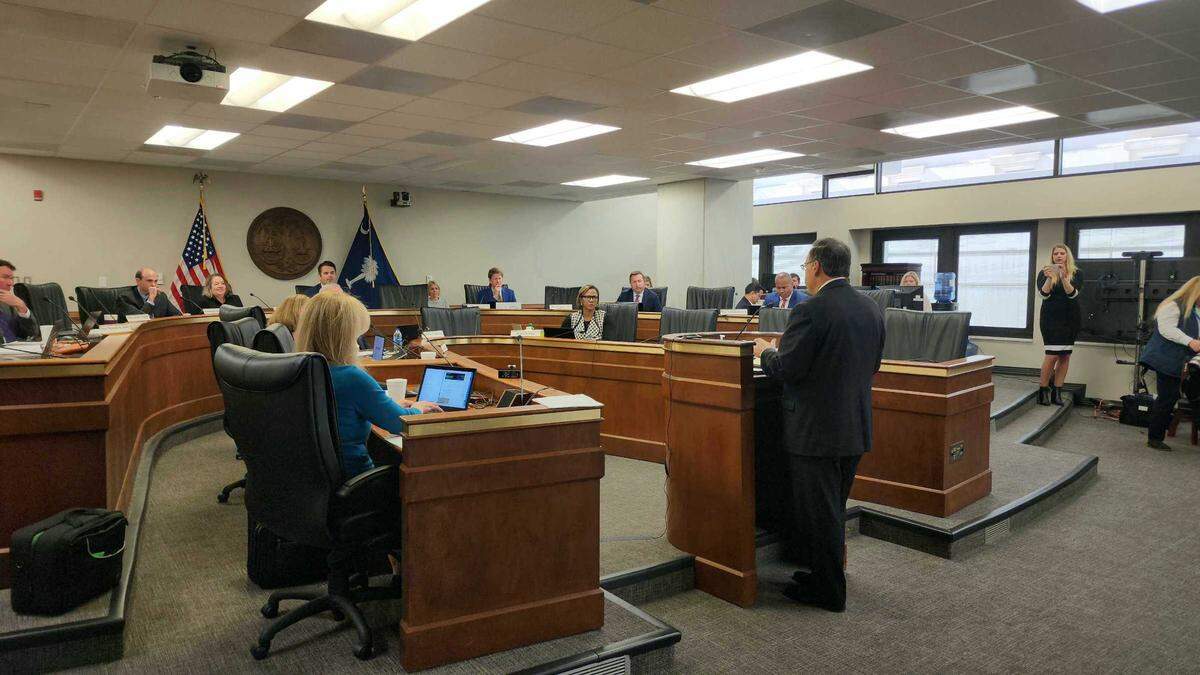 South Carolina Supreme Court Justice John Kittredge appearing before the JMSC in his final interview for chief justice on Monday, Nov. 6, 2023.