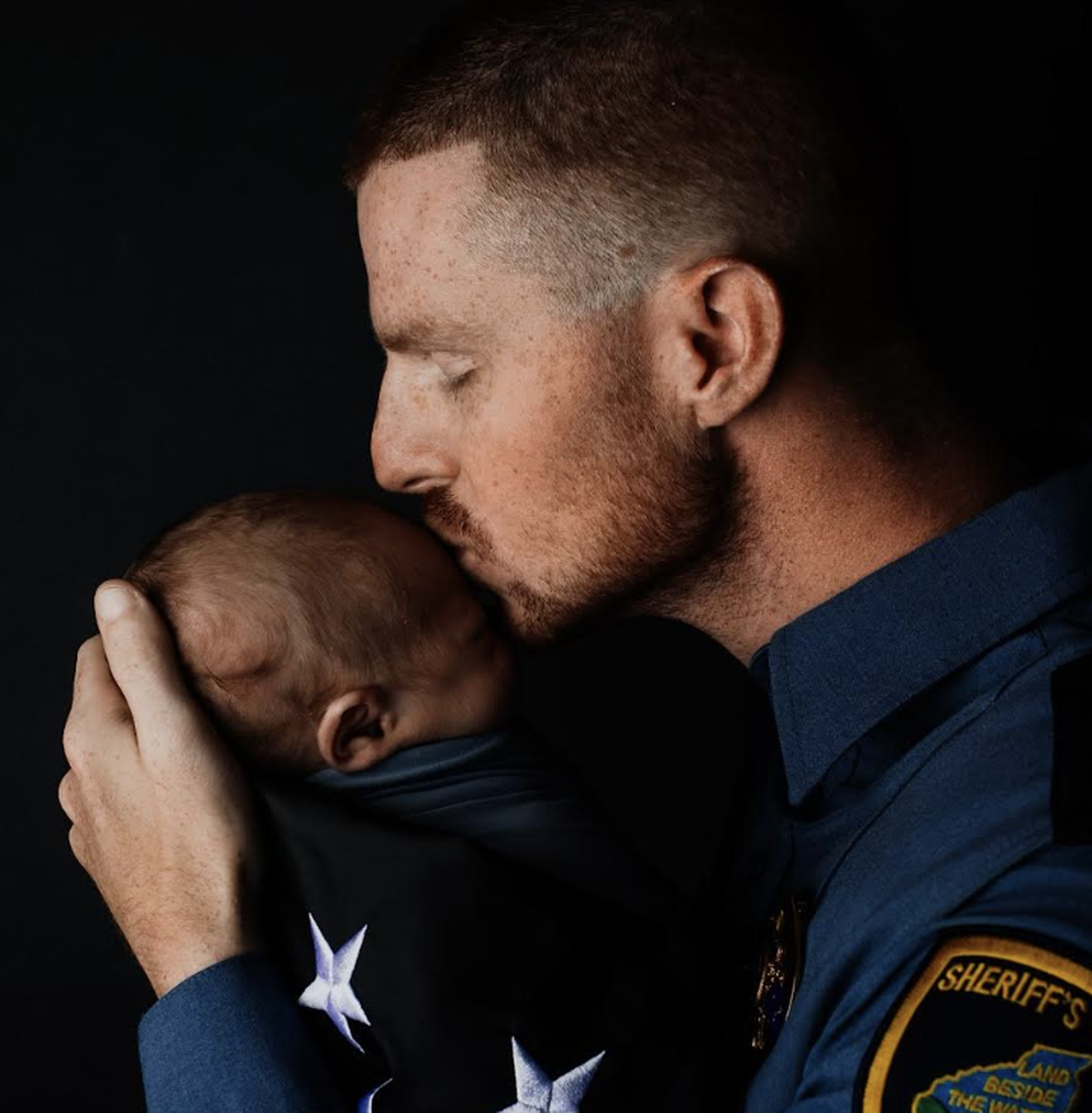 Oconee County Corporal Lucas Watts was shot during a traffic stop Thursday, Nov. 16, 2023. He and his wife, Haley, had a baby in September.
