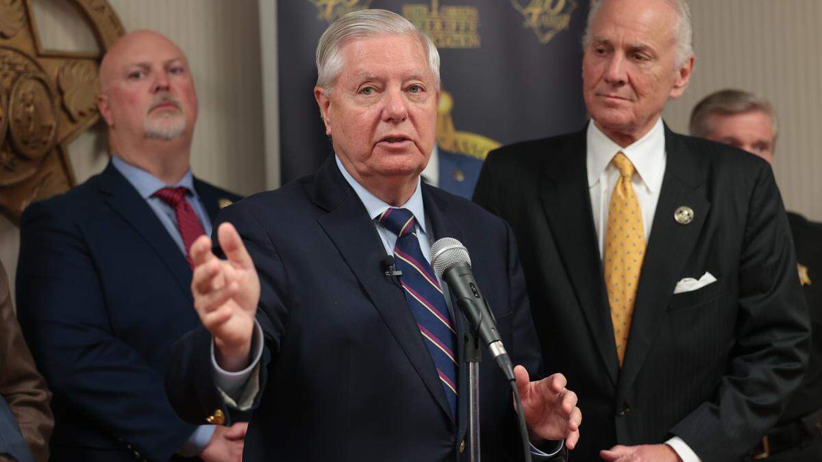 U.S. Sen. Lindsey Graham speaks about the U.S. Immigration and Customs Enforcement (ICE) initiative, known as the 287(g) program after meeting with members of the South Carolina Sheriffs’ Association in Columbia on Oct. 2.