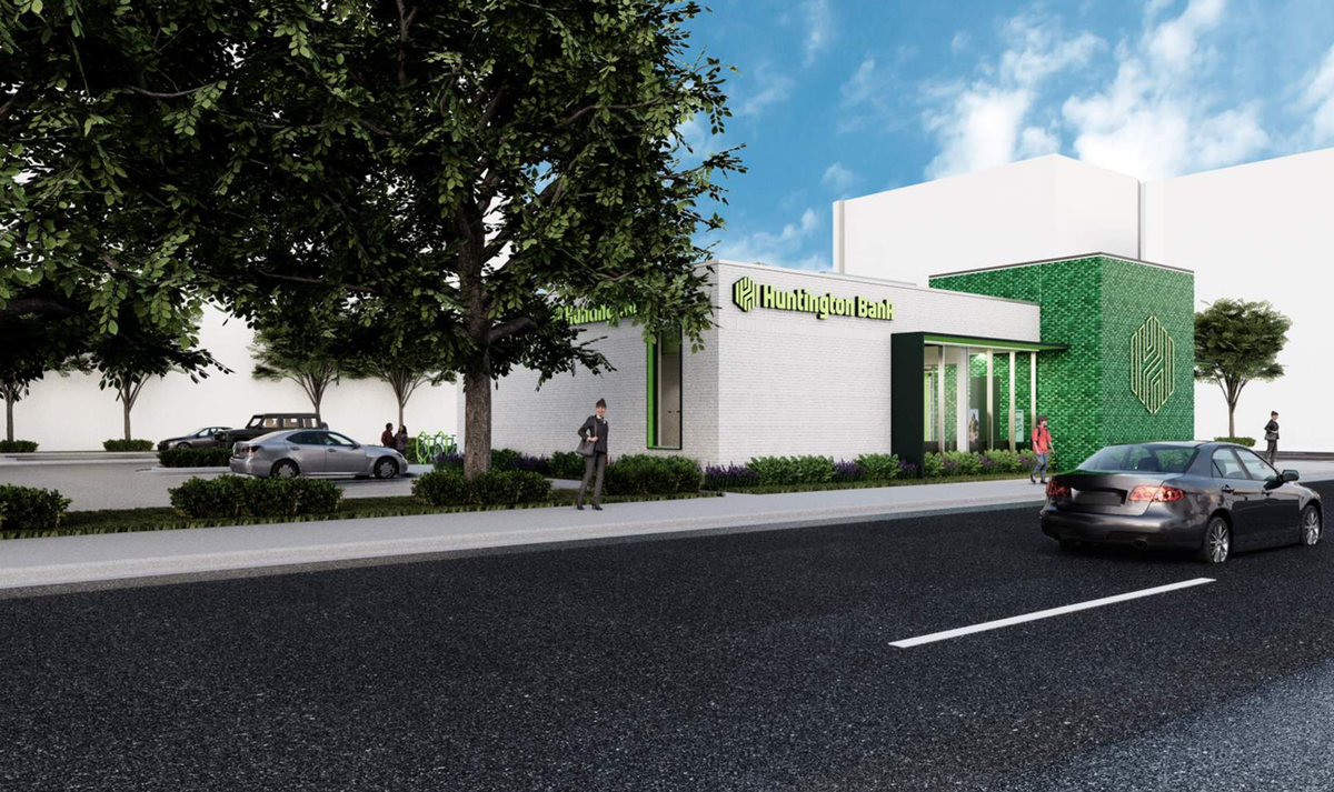 A rendering of a Huntington Bank branch planned for 1331 Gervais St.
