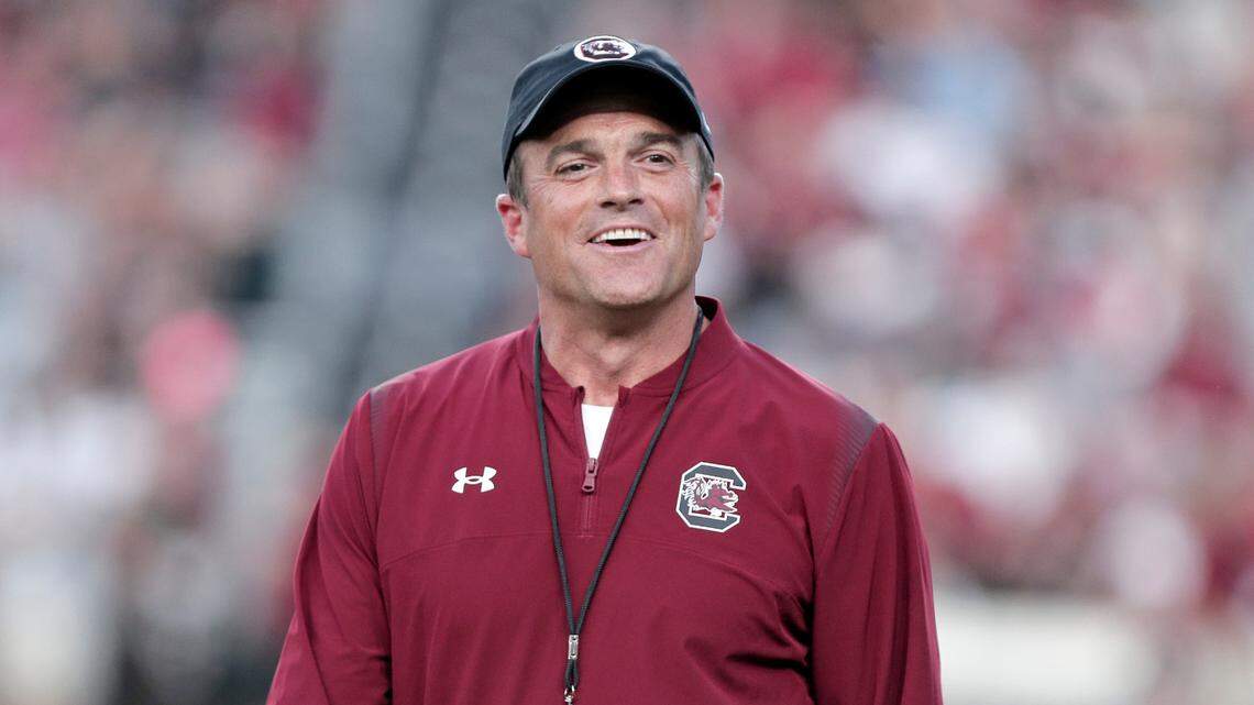 South Carolina’s Shane Beamer at the 2023 spring football game.