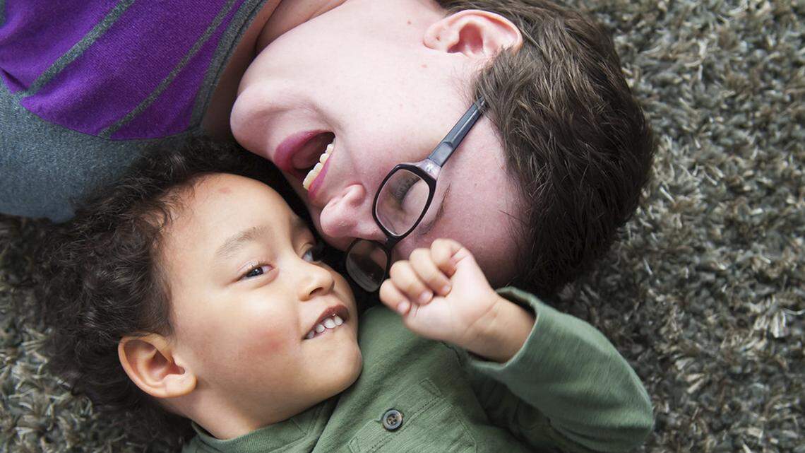 This undated photo provided by the Central Oregon Disability Support Network shows Tashina Aleine Jordan with her son, Mason Jordan. The single mother fatally shot her severely disabled 7-year-old son and then attempted suicide after years spent caring for the child. A relative found Tashina Jordan, 28, unconscious Monday, Aug. 21, 2018, at the Bend, Ore., home she shared with her son and mother. Authorities found the boy and pronounced him dead. Notes at the scene indicated Jordan was the shooter.