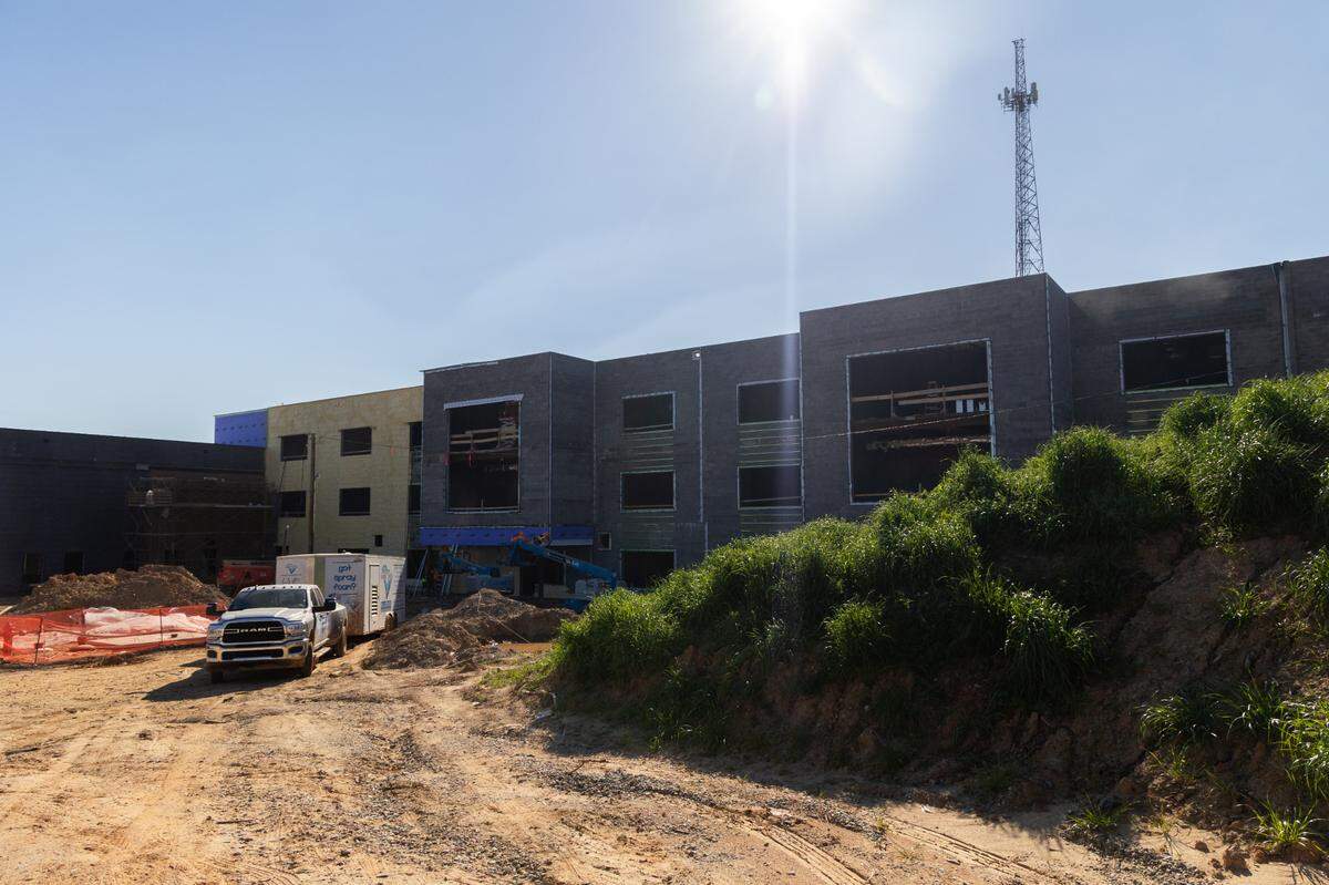 Irmo High School is under construction on Thursday, March 27, 2025. The new east wing of the complex will add new class rooms, a media center, dining area and offices for faculty and staff.