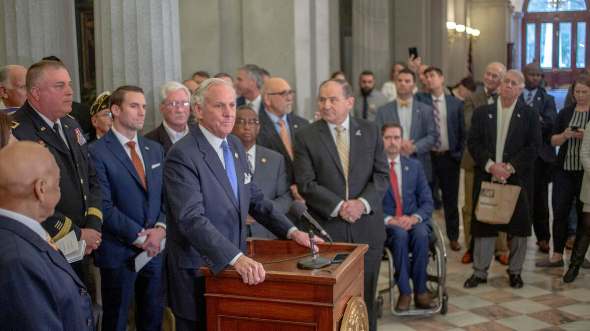 S.C. Gov. Henry McMaster announced support Tuesday, Feb. 19, 2019, for legislation establishing the Division of Veteran Affairs as a cabinet-level agency to coordinate and elevate veterans‘ issues in the state.