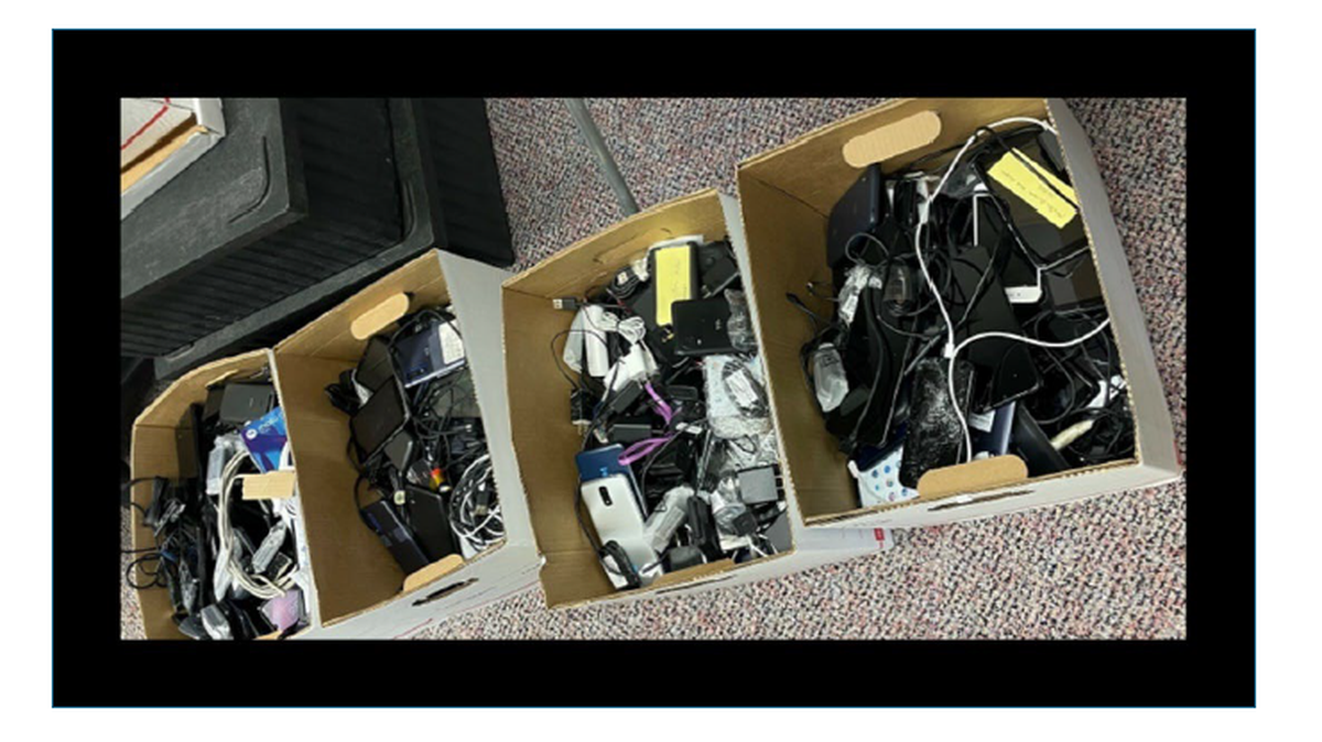 Cellphones seized by jail staff inside of the Alvin S. Glenn Detention Center. 