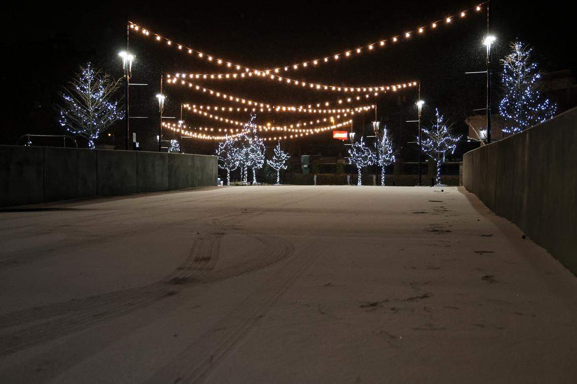 Snow sticks to the bridge over the creek at Gills Creek Memorial Park in Forest Acres as a dusting of snow blankets Columbia on Tuesday, Jan. 21, 2025.