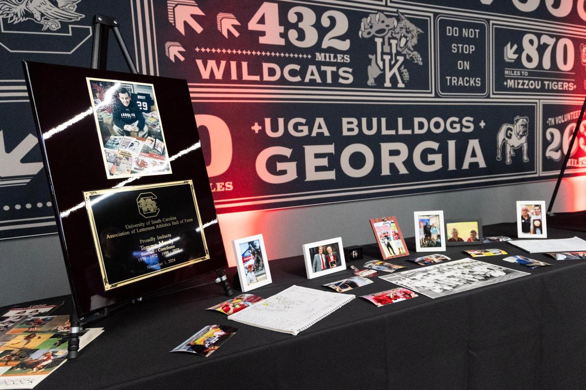 University of South Carolina athletes are inducted into the university’s hall of fame at Williams-Brice Arena on Friday, November 1, 2024.