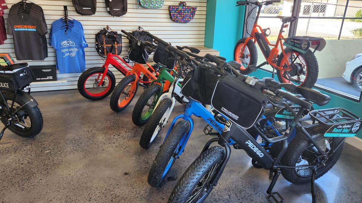 Pedego electric bicycles are seen at a Pedego store in West Columbia, South Carolina. Elk Grove in September will launch an e-bike voucher program that will include Pedego and two other bike shops in Elk Grove.