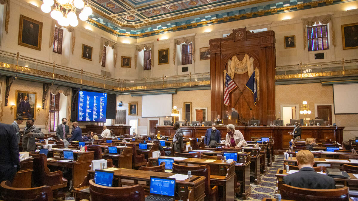 Lawmakers talk after a session at the South Carolina State House on Tuesday, January 11, 2022. 