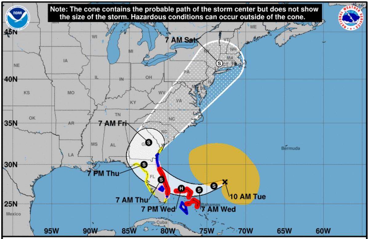 The forecast for the Midlands as Subtropical Storm Nicole approaches.