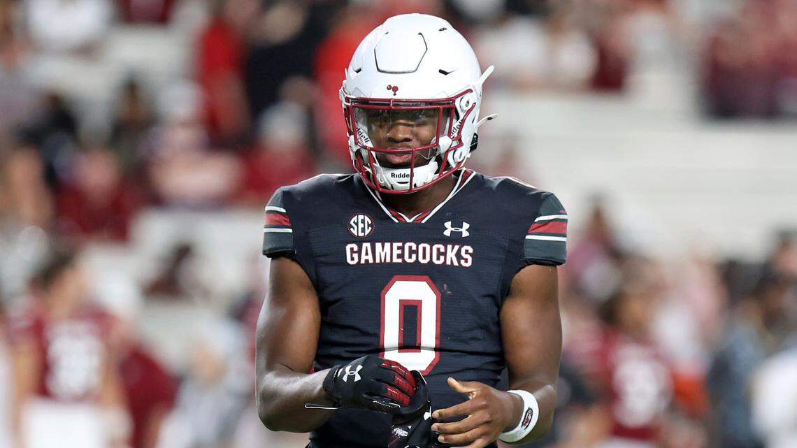 South Carolina’s Fred Johnson in the 2025 spring football game at Williams-Brice Stadium.
