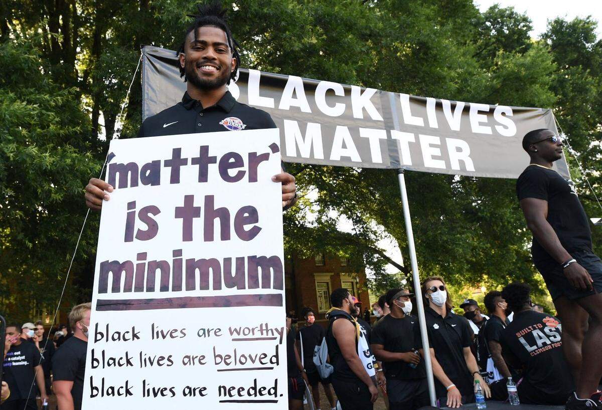 Darien Rencher at the Clemson Community Peaceful Demonstration in 2020.