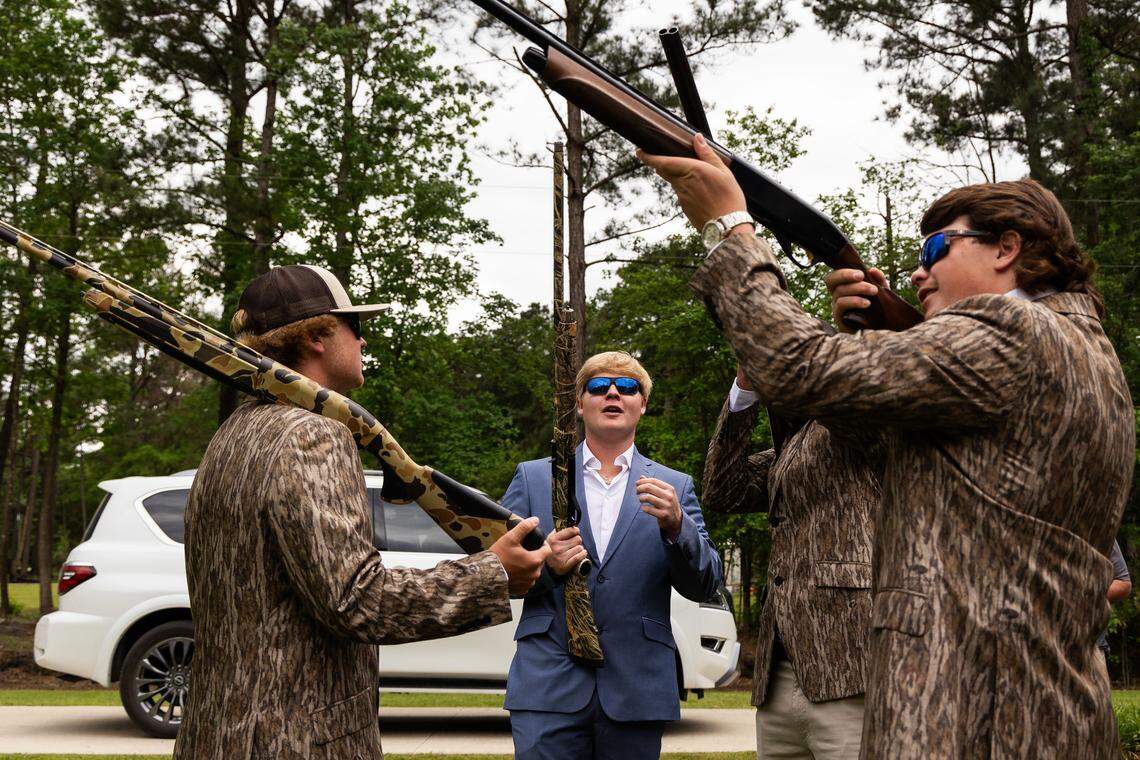 Cameron Turner, nicknamed “Big Country,” is more in his element talking hunting with his childhood friends.