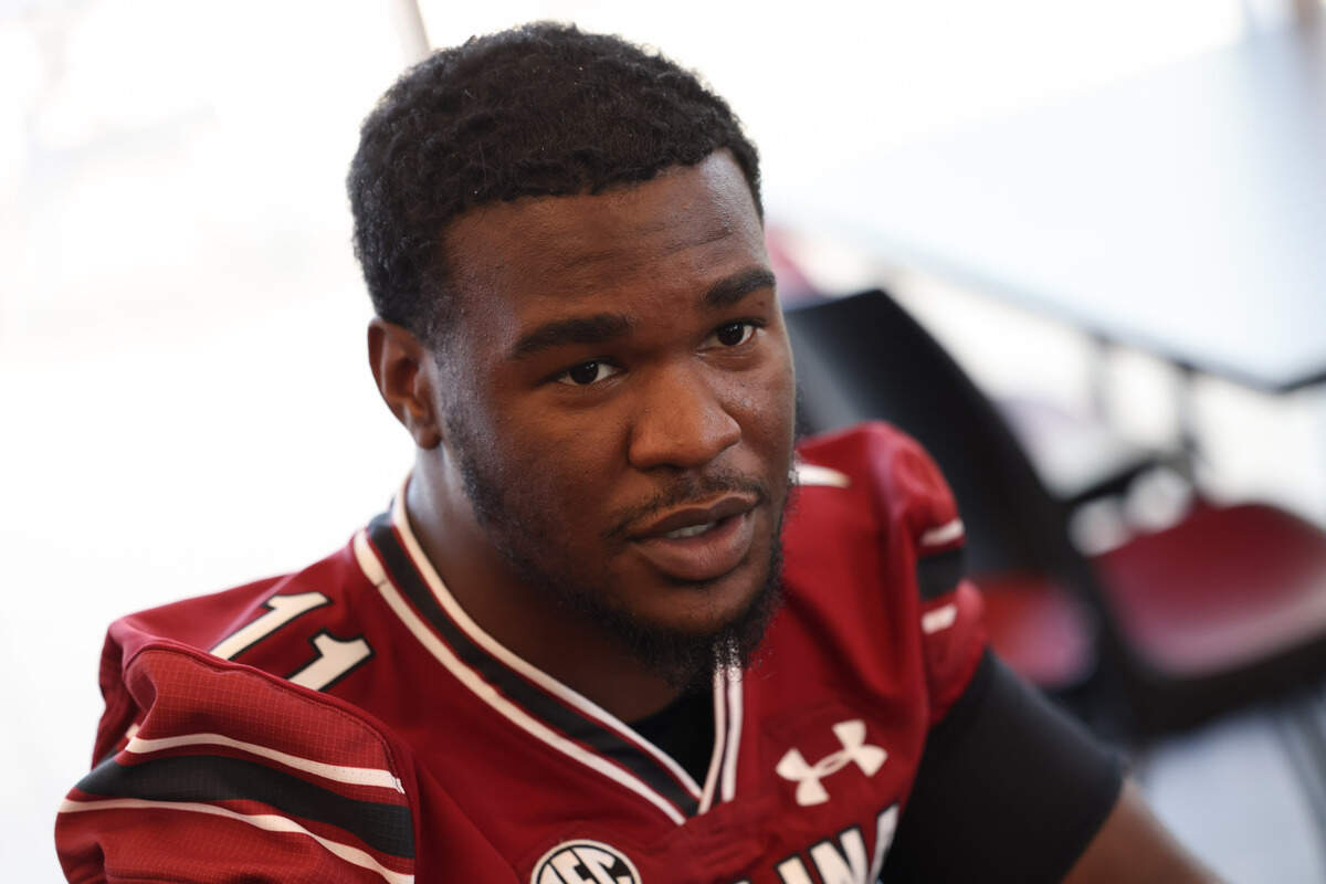South Carolina transfer Air Noland is interviewed at the Long Family Football Operations Center in Columbia on Wednesday, March 5, 2025.