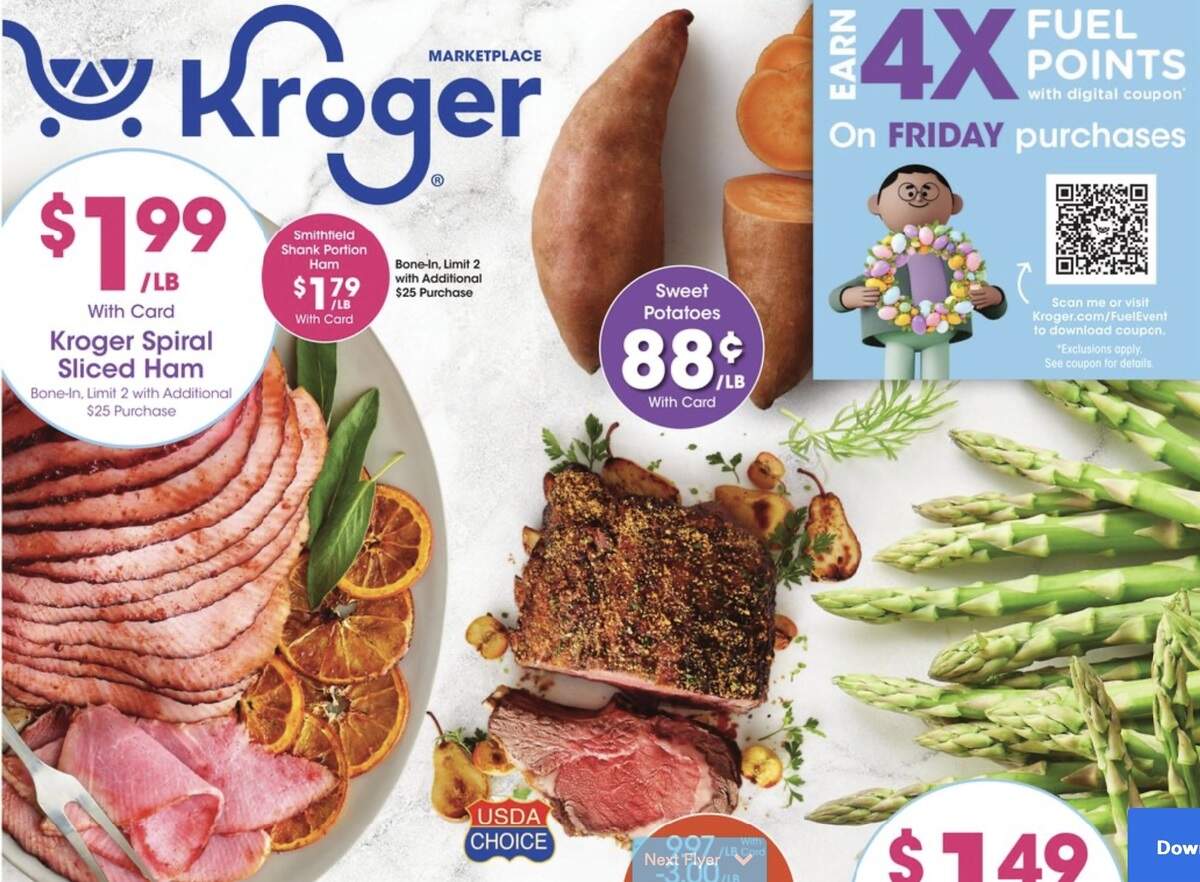 An advertisement for Easter food deals at Kroger stores in the Columbia area.