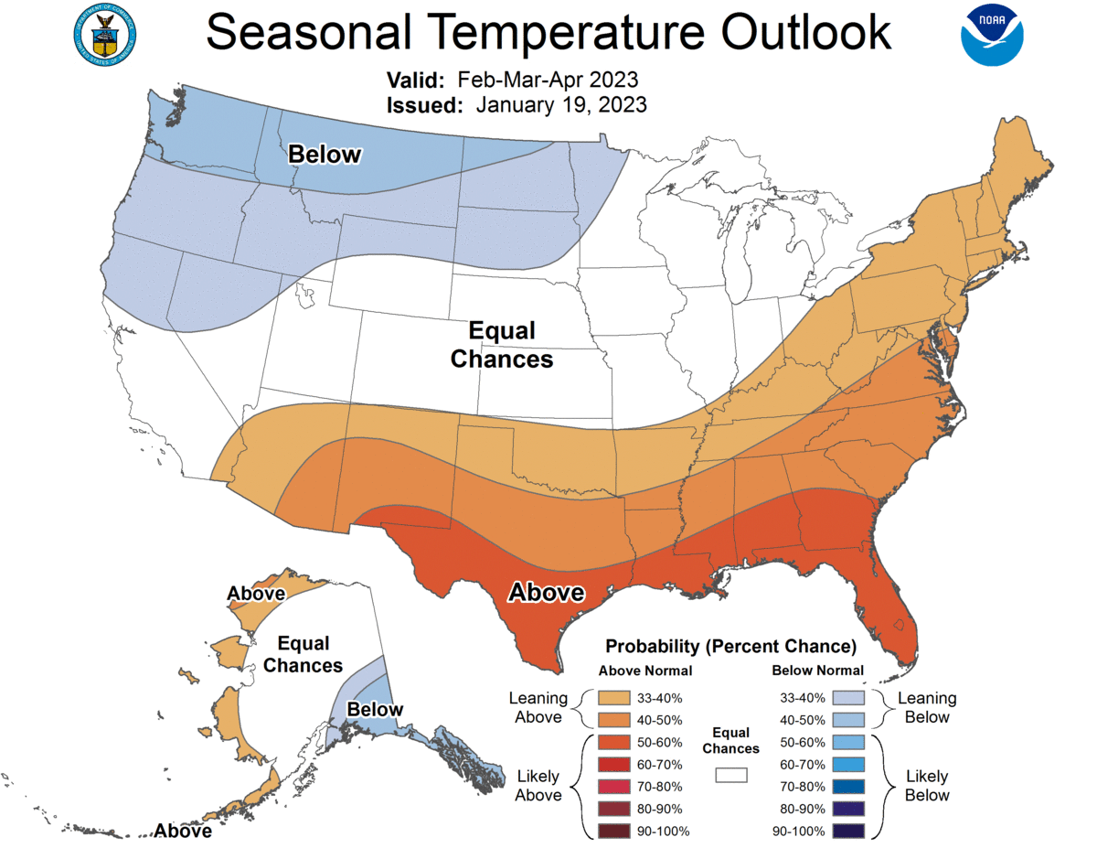 A temperature forecast map from the National Weather Service.