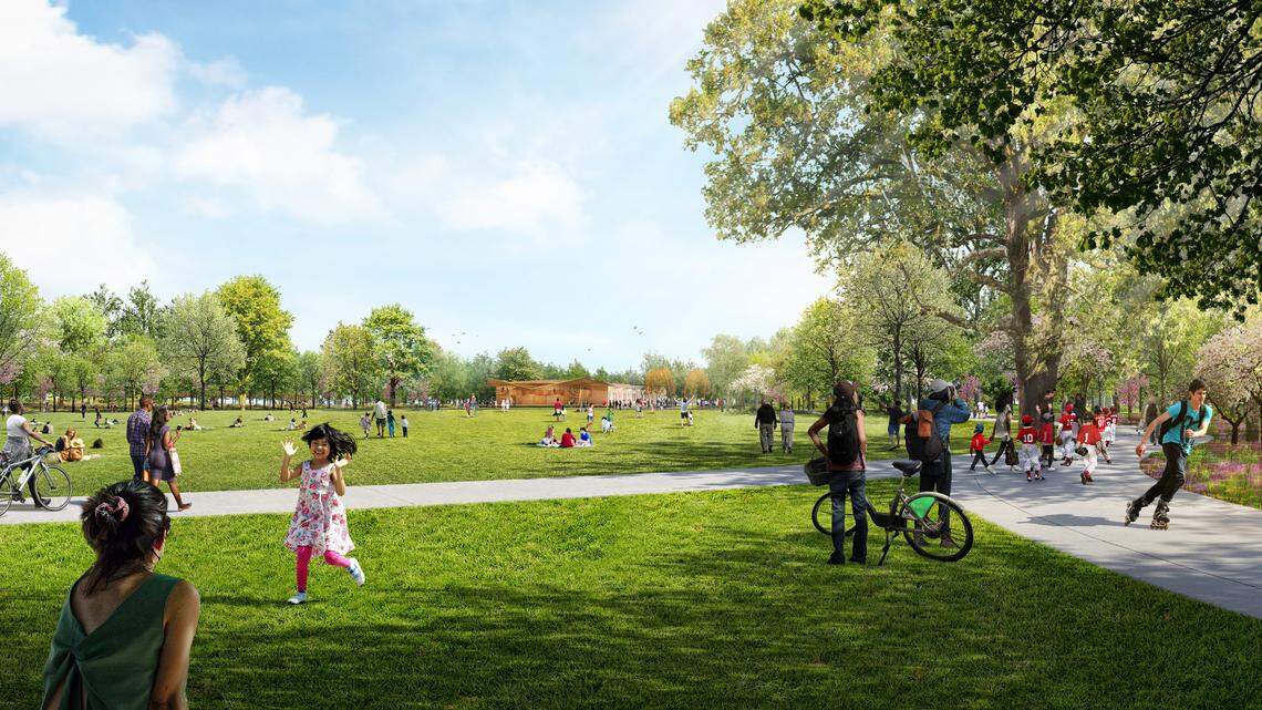 Unity Park will include a large open area for gatherings and play.