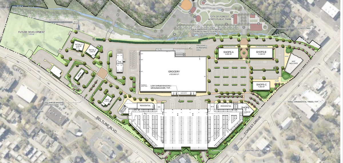A site plan for the former Richland Mall site in Forest Acres.