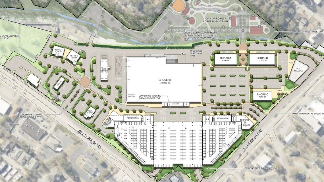 A site plan for the former Richland Mall site in Forest Acres.