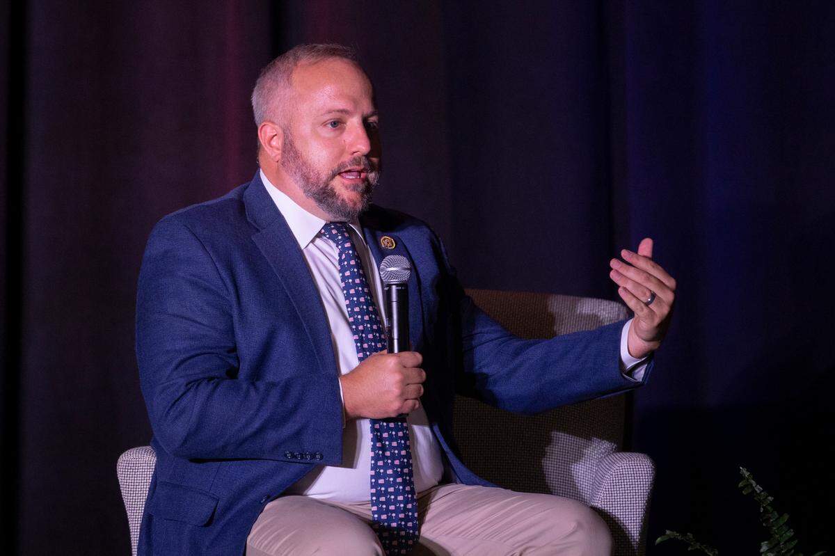 U.S. Rep. Russell Fry, R-Murrells Inlet has won his district for the second time, according to preliminary polling results. This photo is from a speaking engagement during the South Carolina Chamber of Commerce Washington Night on Wednesday, Aug. 28, 2024.