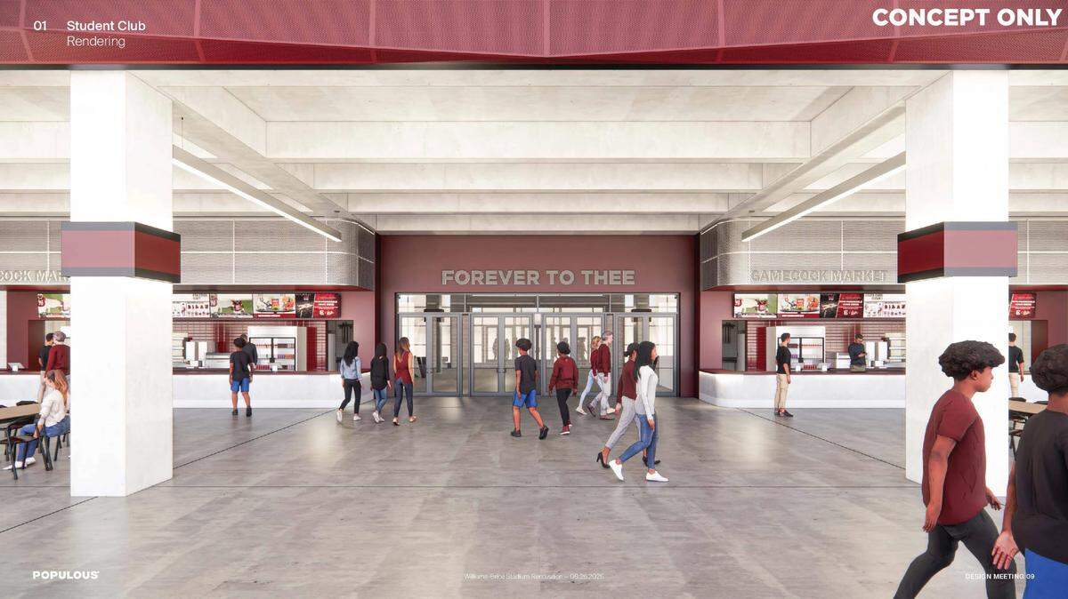 A look at the vision for the future student section club space at Williams-Brice Stadium.