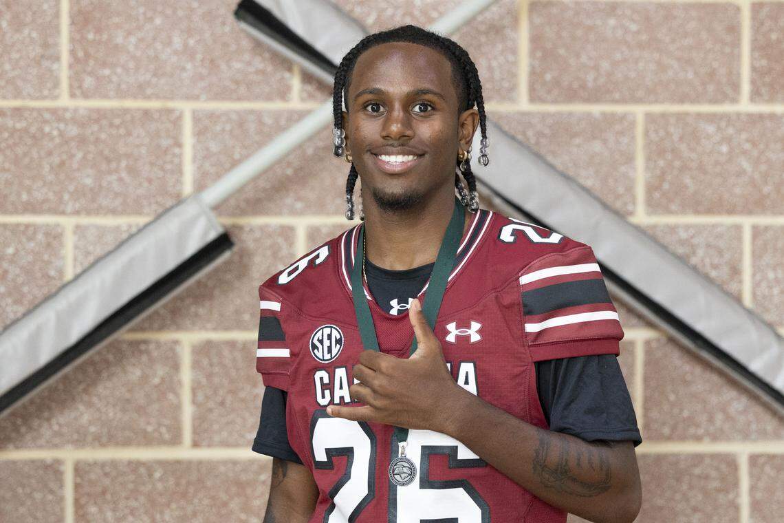 South Carolina football freshman Isaiah McClary (26) appears at the annual Pigskin Poets event held Friday, July 12, 2024 at Drew Wellness Center in Columbia.