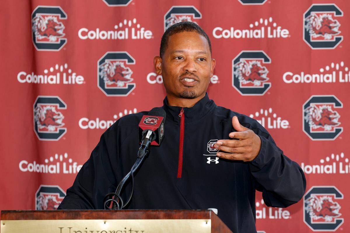 University of South Carolina head basketball coach Lamont Paris speaks to the media during media day on Wednesday, Oct. 12, 2022.