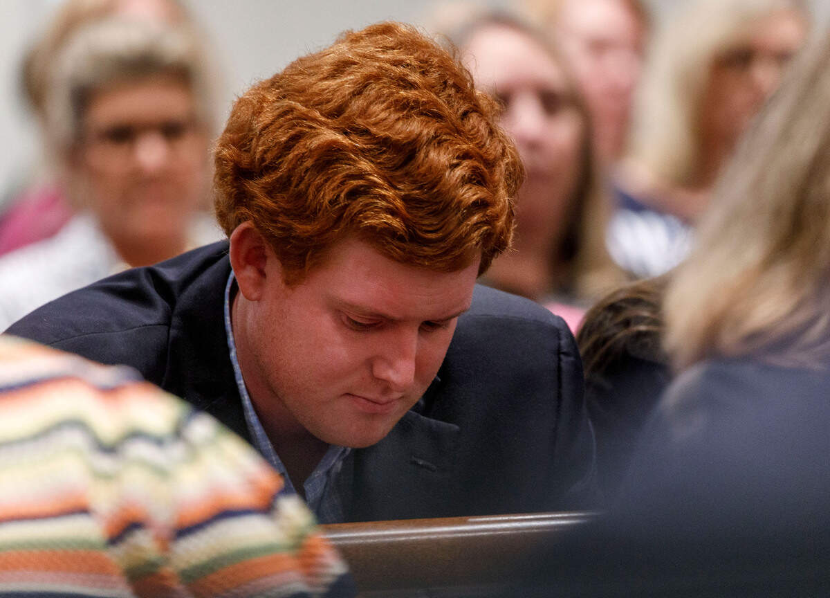 Buster Murdaugh listens to testimony as autopsy photos of his mother Maggie Murdaugh and brother Paul Murdaugh are discussed at the Colleton County Courthouse in Walterboro, Monday, Feb. 13, 2023. Grace Beahm Alford/The Post and Courier/Pool
