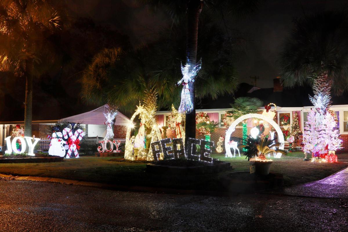 Christmas lights festoon a home in Columbia on Wednesday, December 21, 2022.