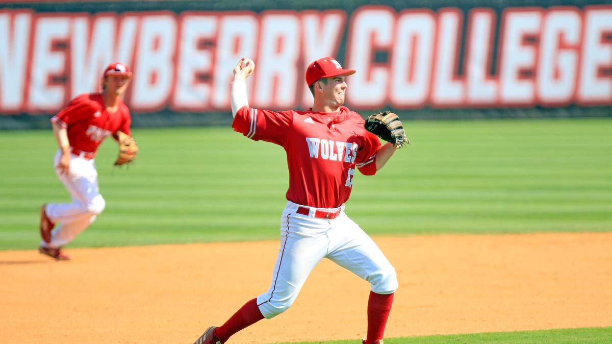 Newberry College, playing in its first-ever Division II NCAA tournament, is hosting a regional this weekend at the school’s Smith Road Complex. Here, third baseman Peyton Spangler records an out against Young Harris.