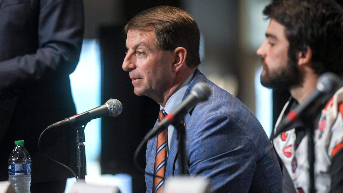 Clemson head coach Dabo Swinney at the TaxSlayer Gator Bowl Press Conference at EverBank Stadium in Jacksonville, Florida, Thursday, December 28, 2023.
