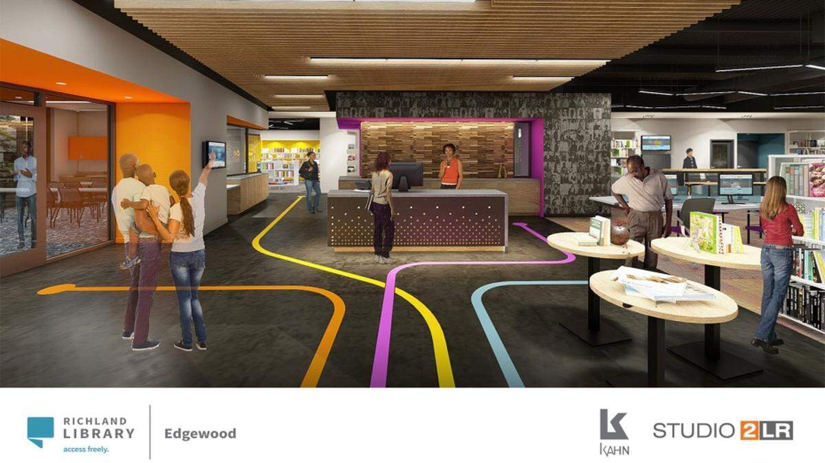 A rendering of the inside of the new Richland Library Edgewood branch, which opens Saturday, Dec. 12, 2018/