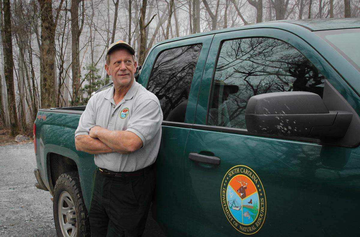 Jocassee Gorges Manager Mark Hall worked with the Department of Natural Resources to construct an observation deck on top of Sassafras Mountain.