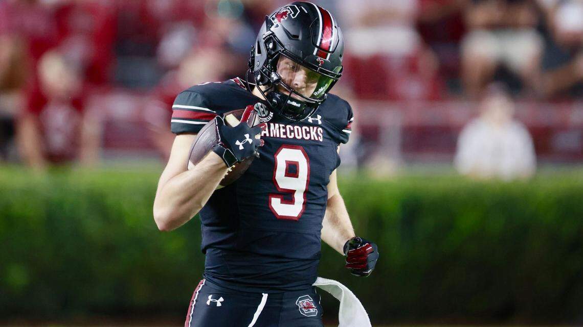 Luke Doty warms up for South Carolina ahead of Saturday’s game against Texas A&M.