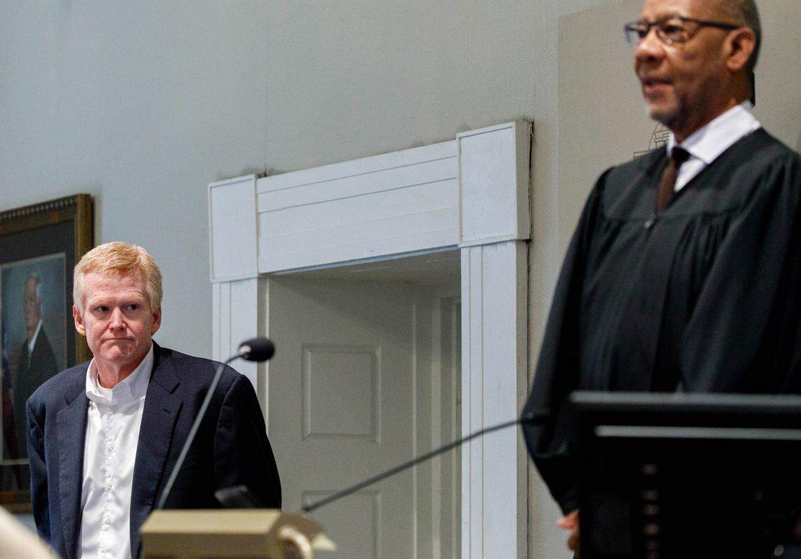 Judge Clifton Newman stands for a break in court proceedings as Alex Murdaugh is on the stand at the Colleton County Courthouse in Walterboro, Thursday, Feb. 23, 2023. Grace Beahm Alford/The Post and Courier/Pool
